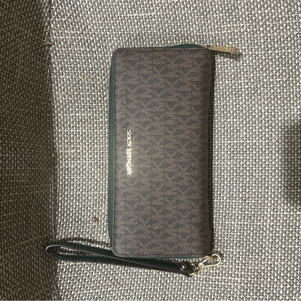 Michael Kors Brown and Gold Wristlet